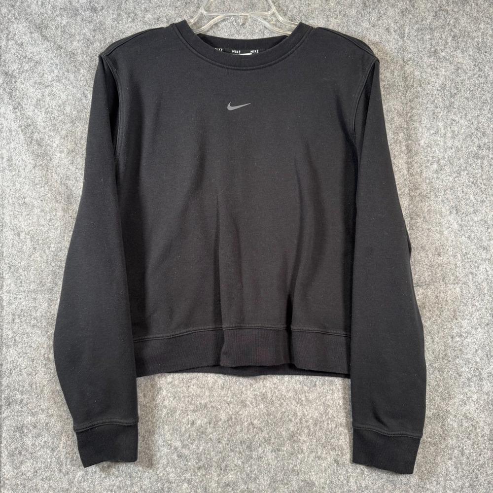 Nike Dri-FIT The One Crewneck French Terry Sweatshirt Womens Large Black Center